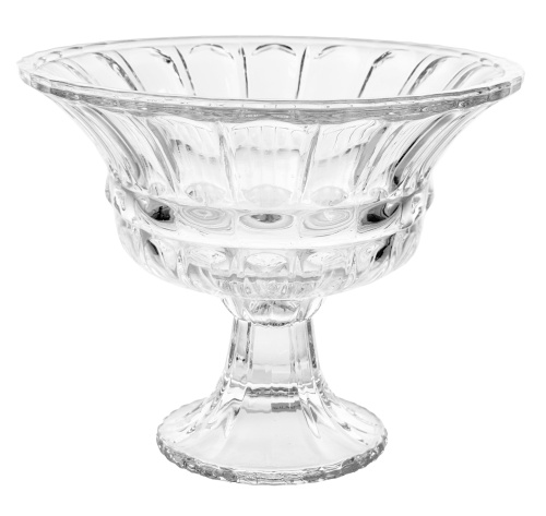 Стеклянная чаша прозрачная, диаметр 19, высота 16 см.