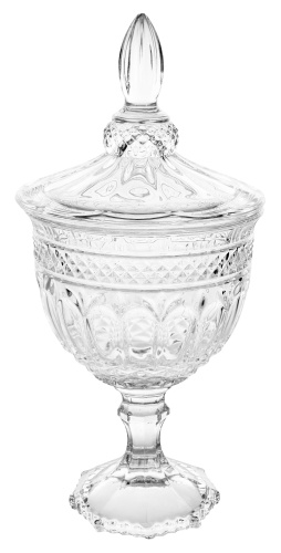 Стеклянная урна с крышкой, прозрачная, диаметр 11,5 см, высота 24 см.