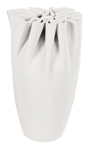 Керамическая ваза факира с принтом, кремовая, высота 24 см.